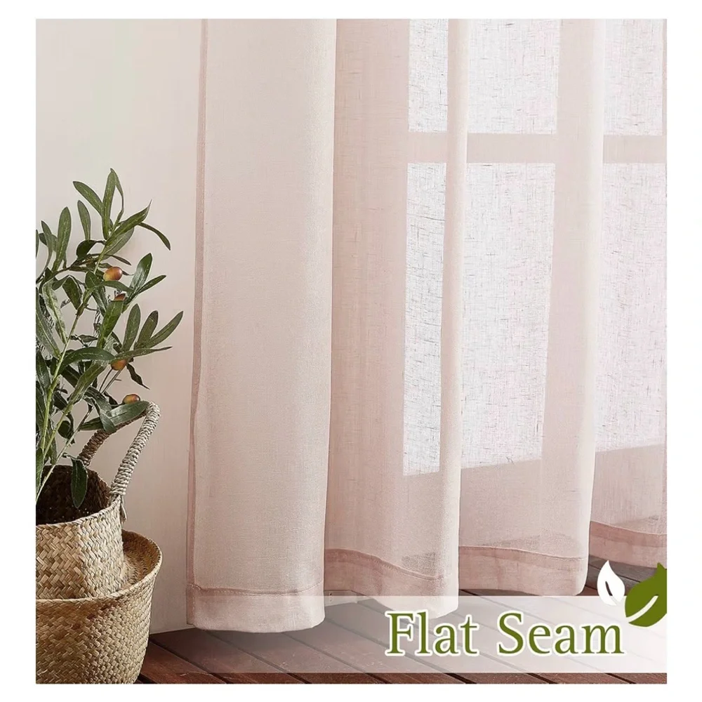 NEW Semi Sheer Linen Dusty Blush Sheer Curtain Set